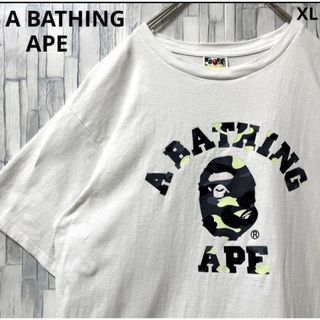 A BATHING APE - アベイシングエイプ 半袖 Tシャツ デカロゴ XL ホワイト シングルステッチ
