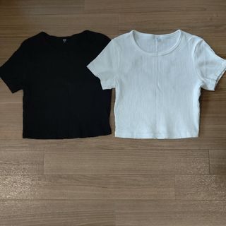 ユニクロ(UNIQLO)のユニクロ リブクロップドTシャツ(半袖) 2点(Tシャツ(半袖/袖なし))