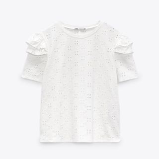 ZARA - カットワークエンブロイダリーTシャツ