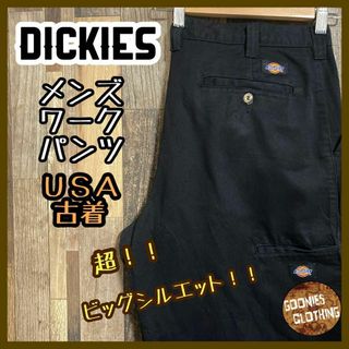 ディッキーズ(Dickies)のディッキーズ メンズ ワークパンツ ロゴ 黒 38 2XL USA古着 90s(ワークパンツ/カーゴパンツ)