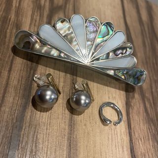 サンタモニカ(Santa Monica)のシルバーアクセサリー　3点セット　シェル(バレッタ/ヘアクリップ)