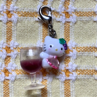 ハローキティ - レトロ☆キティ　ワイン　ファスナーマスコット