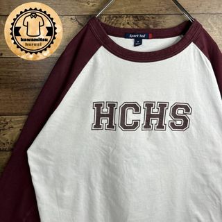 7571 古着　ラグランスリーブ　tシャツ 前面プリント　HCHS サイズM(Tシャツ/カットソー(七分/長袖))