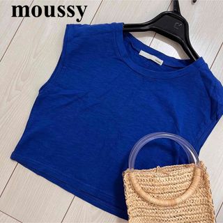 moussy - moussy 美品　ショート丈　トップス　タンクトップ　ノースリーブ　ブルー