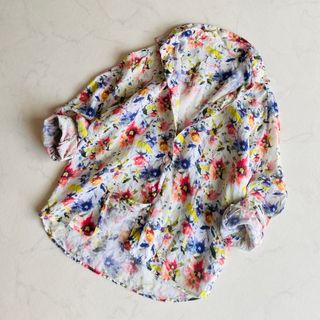 Spick & Span 120% lino リネン 花柄 シャツ ブルガリア製