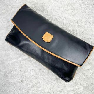 セリーヌ(celine)のセリーヌ　クラッチバッグ　トリオンフ　レザー　バイカラー　黒　ゴールド金具　茶色(その他)