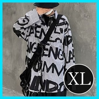 【人気商品！】シャツ　ストリート　オーバーサイズ　英字　長袖　ロゴ　XL(シャツ)