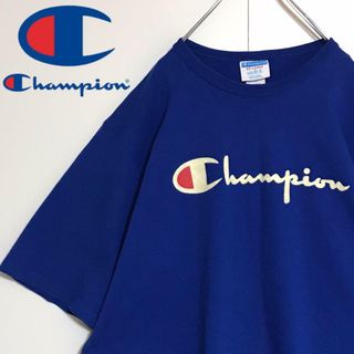 Champion - 【ビッグサイズ】チャンピオン　ベロアロゴ入りTシャツ  ブルー　K908