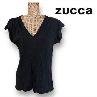 ズッカ(ZUCCa)の【匿名発送・送料無料】zucca ズッカ カットソー Vネック M ブラック(Tシャツ(半袖/袖なし))