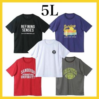 Tシャツ メンズ 5枚組 半袖 夏 おしゃれ プリント 透けない 大きい 5L