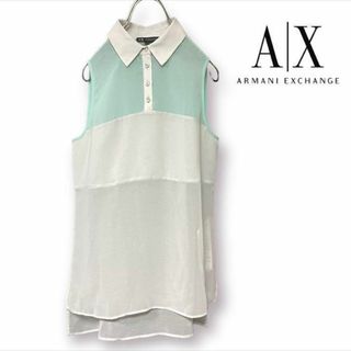 ARMANI EXCHANGE - ARMANI EXCHANGE ノースリーブシャツ ブラウス シースルー XS