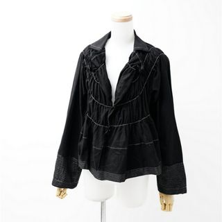 コムデギャルソン(COMME des GARCONS)の■美品■tricot COMME des GARCONS トリココムデギャルソン シャーリング ギャザー ジャケット AD2007 サイズS 製品洗い加工 コットン×リネン ブラック 黒 ブランド古着【中古】20230828/GO1231(その他)