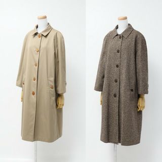 アクアスキュータム(AQUA SCUTUM)の■美品■Aquascutum アクアスキュータム リバーシブル ステンカラーコート ロングコート レディース サイズ8 ツイード 英国製 ブランド古着【中古】20231003/GO1987(チェスターコート)