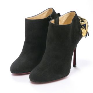 ■美品■ Christian Louboutin クリスチャンルブタン ブーティ パンプス サイズ35.5（22.5cm相当) 靴 ブラック エンブレム 釦装飾 イタリア製 ブランド古着【中古】20230923/GO2253(ハイヒール/パンプス)