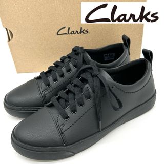 Clarks - 〈美品〉Clarks クラークス【22cm】レザー スニーカー 黒 ブラック