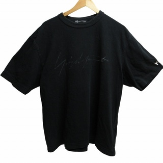 ワイスリー プリントTシャツ カットソー ロゴ刺繍 半袖 黒 ブラック L
