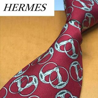 エルメス(Hermes)の★ HERMES エルメス★ ブランド ネクタイ シルク フランス製 赤系(ネクタイ)