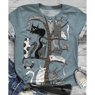 ツリーに集う猫たち　半袖Tシャツ　猫柄(Tシャツ(半袖/袖なし))