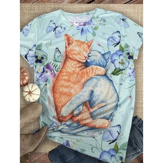 仲良し子猫　半袖Tシャツ　猫柄(Tシャツ(半袖/袖なし))