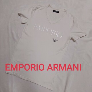 Emporio Armani - 美品☆エンポリオアルマーニ ビッグロゴ半袖カットソー Tシャツ M 白