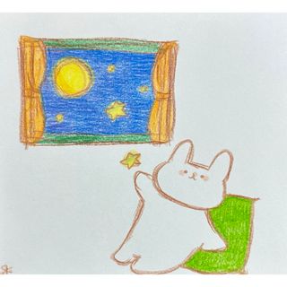 【792】【うさぎの絵】オリジナル手描きアナログイラスト原画　自作創作アート作品(アート/写真)