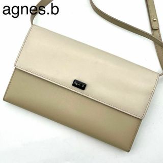 アニエスベー(agnes b.)のアニエスベー ウォレットショルダー 2way クラッチバッグ レザー アイボリー(ショルダーバッグ)