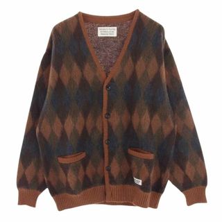 WACKO MARIA - WACKO MARIA ワコマリア カーディガン 21AW 21FW-WMK-KN16 DIAMOND MOHAIR CARDIGAN ダイアモンド モヘヤ カーディガン オレンジ系 L【中古】