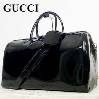 Gucci - グッチ ボストンバッグ 旅行カバン 2way エナメル ブラック 大容量