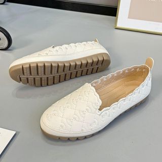 【大人気商品】レディース　ホワイト　パンプス　フラット　ぺたんこ　シンプル　白(ハイヒール/パンプス)