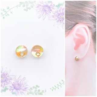 ベージュ7mmサークルピアス/イヤリング(ピアス)