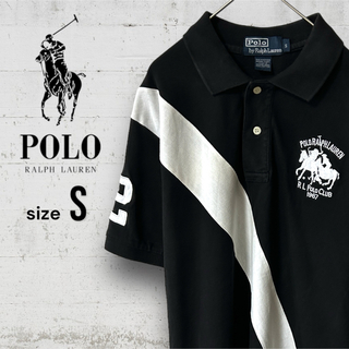 ポロラルフローレン(POLO RALPH LAUREN)の美品 ポロ ラルフローレン メンズ 半袖 ポロシャツ S ブラック 黒 刺繍ロゴ(ポロシャツ)
