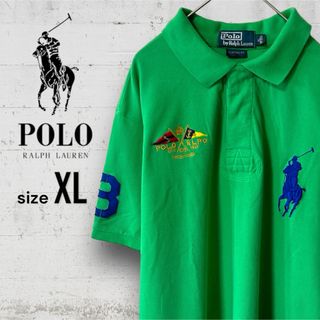 ポロラルフローレン(POLO RALPH LAUREN)の美品 ポロ ラルフローレン メンズ ラガーシャツ XL 半袖ポロシャツ 刺繍ロゴ(ポロシャツ)