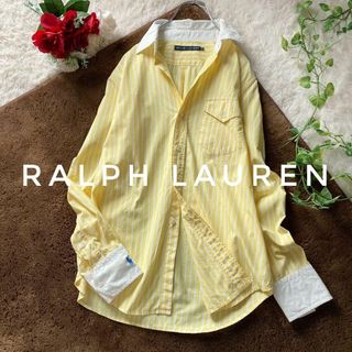 Ralph Lauren - ラルフローレン　クレリック長袖シャツ　ストライプ　ロゴ刺繍　大きいサイズ13