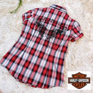 ハーレーダビッドソン(Harley Davidson)の【美品】ハーレーダビッドソン　シャツ チェック　胸ポケット　XS レディース(装備/装具)