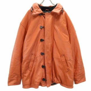 ゲス(GUESS)のゲス 中綿 レイヤード風 レザージャケット XL オレンジ系 Guess メンズ(レザージャケット)