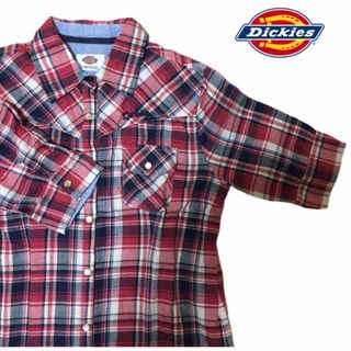 ディッキーズ(Dickies)のディッキーズ Dickies ウエスタンシャツ　チェックシャツ　刺繍ロゴ　M(シャツ/ブラウス(半袖/袖なし))