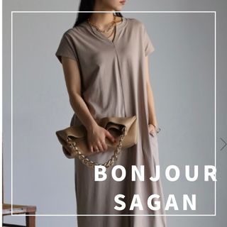 BONJOUR SAGAN - "新品・タグ付"キーネックTシャツワンピース /BONJOUR SAGAN