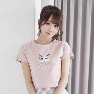 スナイデル(SNIDEL)のRose Muse ロゼミューズ Cat print Tｰshirts pink(Tシャツ(半袖/袖なし))