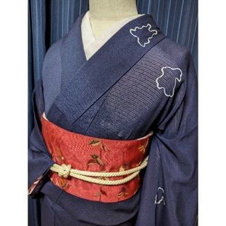 正絹絽　小紋　　織　単名古屋帯可愛いセット(着物)