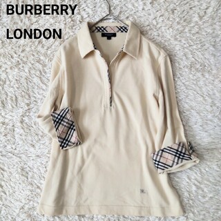 バーバリー(BURBERRY)の美品 バーバリーロンドン ジップアップ ポロシャツ ノバチェック シャドーホース(ポロシャツ)
