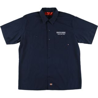 ディッキーズ(Dickies)の古着 ディッキーズ Dickies バックプリント 半袖 ワークシャツ メンズXL  /eaa453058(シャツ)