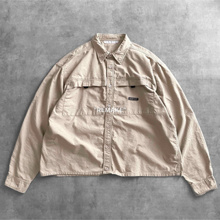 "remake" beige cropped work shirt. 長袖(シャツ)