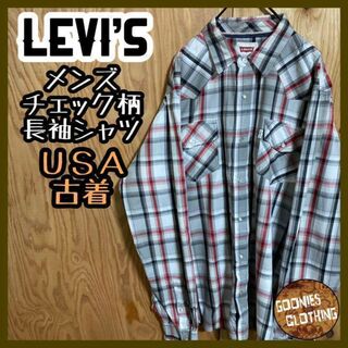 Levi's - リーバイス チェック柄 長袖 シャツ USA古着 90s メンズ タグ ロゴ 赤