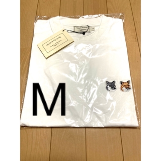 メゾンキツネ(MAISON KITSUNE')の⑧ M メゾンキツネ　ダブルフォックス　半袖Tシャツ　白(Tシャツ(半袖/袖なし))