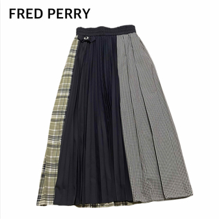 FRED PERRY - フレッドペリー　チェック　プリーツスカート　ロング丈　Mサイズ