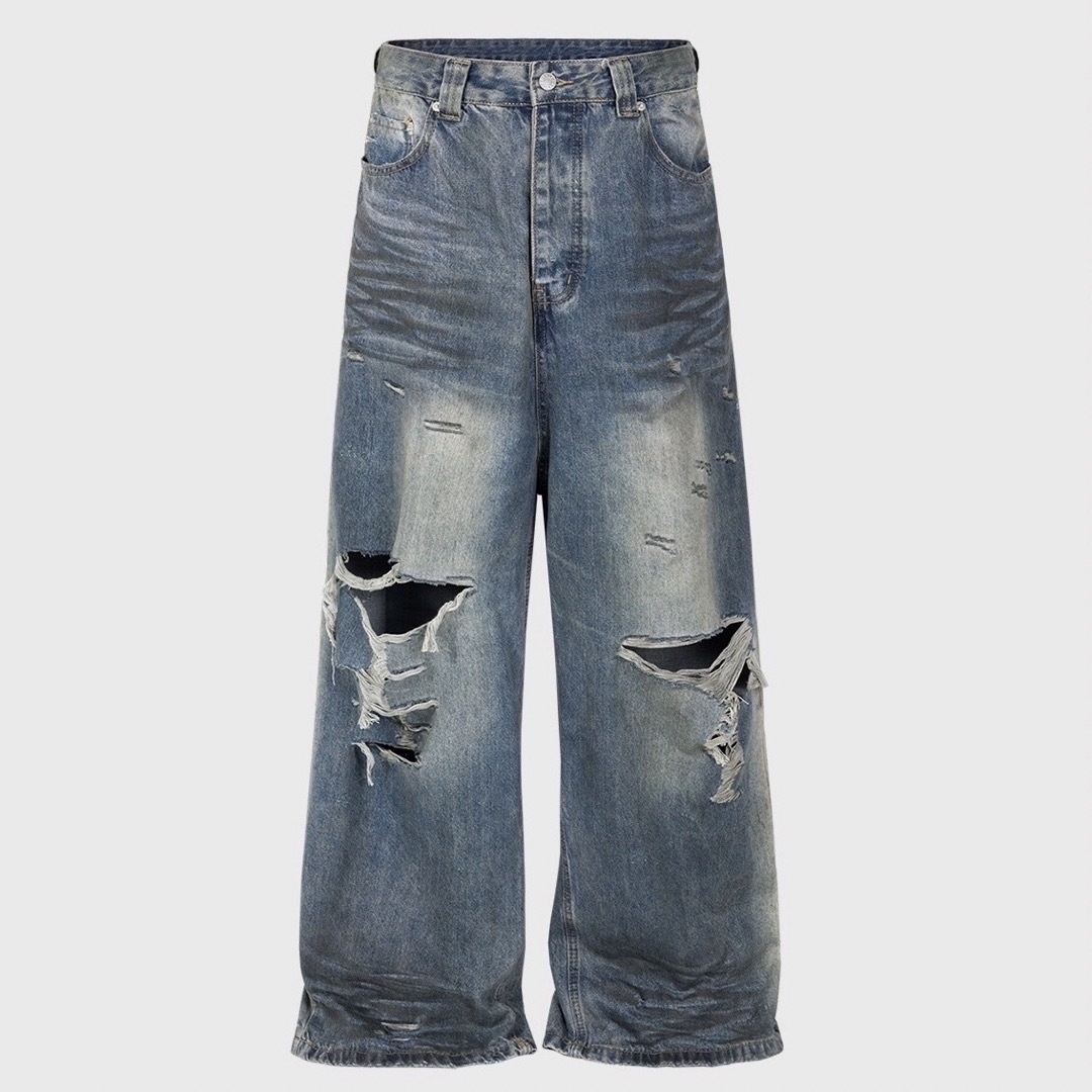 BALENCIAGA - デストロイダメージ加工 ワイド デニムの通販 by BALENCIAGA - デストロイダメージ加工 ワイド デニムの通販 by