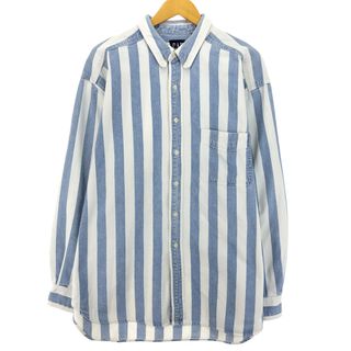 ギャップ(GAP)の古着 90年代 ギャップ GAP オールドギャップ ストライプ柄 長袖 ボタンダウンデニムシャツ メンズXL ヴィンテージ /eaa453037(シャツ)