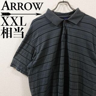 ARROW - 【美品】ARROW 半袖ポロシャツ XXL相当 輸入古着 グレー ボーダー