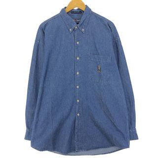 ラルフローレン(Ralph Lauren)の古着 90年代 ラルフローレン Ralph Lauren CHAPS チャップス 長袖 ボタンダウンデニムシャツ メンズL ヴィンテージ /eaa453038(シャツ)