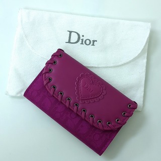 Christian Dior - クリスチャンディオール エスニックライン トロッター キーケース キャンバス レザー